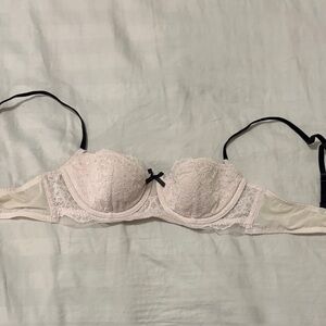 Victoria’s Secret Pink Embellished Lace Balconette Bra - Cream & Black